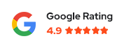 Google rating stars with google logo on it, by towing marketers